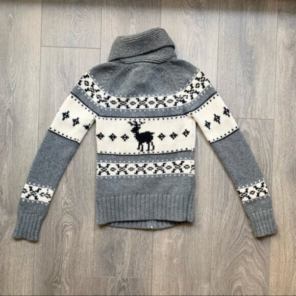 Aritzia TNA Sea To Sky Cardigan Sweater wool zip up Cowichan knit Fair isle S - Picture 14 of 16